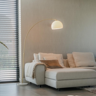 Qazqa Stehlampe Arc-basic, ohne Leuchtmittel, E27, Messing, Modern, Stahl, 1-flammig