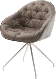 Esszimmerstuhl Gaio-Flex Mikrofaser Taupe Vintage Kreuzgestell konisch Edelstahl