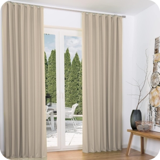 Beautissu Vorhang Amelie Luna, 2er Set Kräuselband Thermogardine 140x245cm