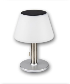 MARELIDA LED Außen-Tischleuchte LED Solar Tischleuchte H: 28cm 3 Helligkeitsstufen für Terrasse Balkon, LED Classic, warmweiß (2100K bis 3000K)