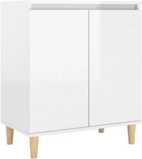 vidaXL Sideboard mit Massivholz-Beinen Hochglanz-Weiß 60x35x70 cm 806073