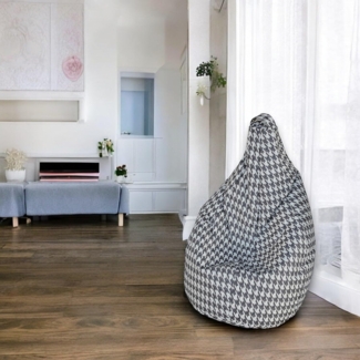 Dmora Sitzsack mit "Pied de poule" Muster, schwarz-weiß, Maße 80 x 120 x 80 cm