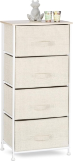 Relaxdays Regalsystem, 4 Stoff-Schubladen, universale Schubladenbox, Metall und Holz, HxBxT: 95 x 45 x 30 cm, beige, Design B