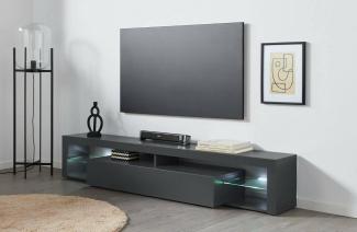 Dmora - TV-Ständer Uberto, TV-Ständerbasis, niedriges Wohnzimmer-Kommode mit 1 Tür, 100% Made in Italy, 200 x 40 x 35 cm, Anthrazit