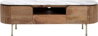Kare Design Lowboard Grace, Braun, Sideboard, TV-Board, Mangoholz, Marmor Deckplatte, Stahl, Wohnzimmer, Schlafzimmer, 49 x 146 x 43 cm