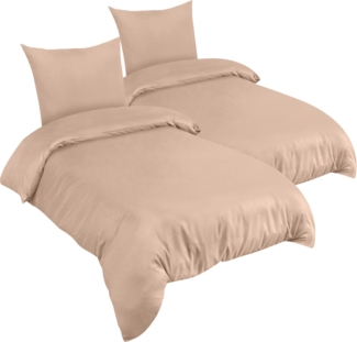 Utopia Bedding Bettwäsche 135x200 4teilig - Mikrofaser 2 Bettbezug 135x200 cm + 2 Kissenbezüge 80x80 cm - Beige