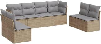 vidaXL 8-tlg. Garten-Sofagarnitur mit Kissen Beige Poly Rattan 3249288