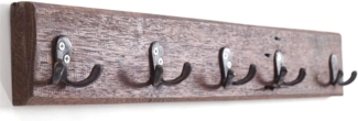 Garderobenleiste Cesta 60 Massivholz, 10 Haken braun
