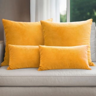 Selfitex Dekokissen 4er Set Cord Kissen inkl. Füllkissen, 2x 50x50 & 2x 30x50, robuster Bezug mit satten Farben, weiches Füllkissen