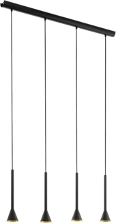 Eglo 97605 Pendelleuchte CORTADERAS LED GU10 4X4,8W schwarz, gold L:113cm B:8,5cm H:150cm 3-Stufen dimmbar