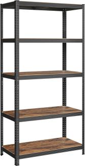 Songmics Standregal, 2er Set, Bücherregal, Lagerregal, 5 Ablagen, Küchenregal, Regal, 60 x 120 x 200 cm, bis 750 kg belastbar, verstellbare Ablagen, Industrie-Design, vintagebraun-schwarz GLR060B12