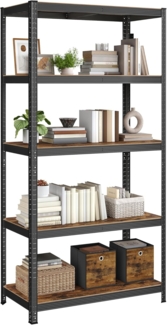 Songmics Standregal, 2er Set, Bücherregal, Lagerregal, 5 Ablagen, Küchenregal, Regal, 60 x 120 x 200 cm, bis 750 kg belastbar, verstellbare Ablagen, Industrie-Design, vintagebraun-schwarz GLR060B12