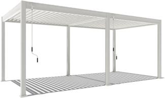 Weide Deluxe | Voll-Alu Pavillon | 3x6 M | Lamellendach weiß | Pergola freistehend