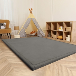 Paco Home Teppich Kinderzimmer Kinderteppich Baby Spielteppich Krabbeldecke Krabbelmatte Weich rutschfest Jungen Mädchen Deko, Grösse:160 cm Rund, Farbe:Grau