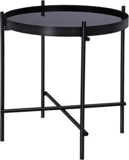 Beistelltisch Ø 43x45 cm Schwarz aus Metall und Glas WOMO-Design
