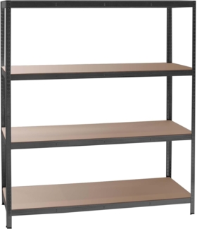 Wiltec Schwerlastregal 160 x 60 x 180 cm, 175kg/Ablage, Steckregal schwarz aus Stahl, Lastenregal mit 4 Ablagen, Werkstattregal