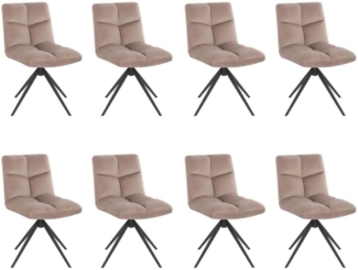 HOME DELUXE Esszimmerstuhl drehbar Samt NODA – 8er Set Hellbraun