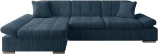 'Malwi' Ecksofa Cord linksseitig, blau