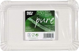 PAPSTAR 11062 250 Teller, Pappe Pure eckig 13x20 cm, weiß
