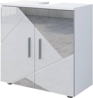 Vicco 'Irma' Waschbeckenunterschrank, Holz, Weiß / Spiegel, 59 x 30 x 60 cm