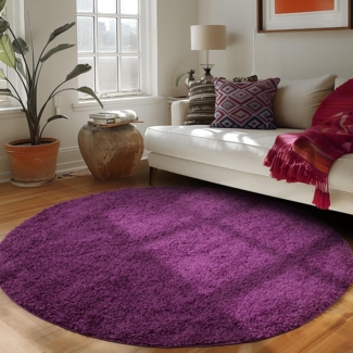 Carpettex Hochflor-Teppich Unicolor - Einfarbig, Rund, Höhe: 30 mm, Einfarbig Shaggy Teppich Wohnzimmer Langflor versch. farben und größen