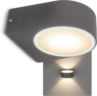 SSC-LUXon LED Außen-Wandleuchte LIMO Wandlampe außen Up & Down IP54 grau mit E27 LED 6W warmweiß 230V, Warmweiß