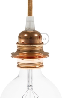 creative cables - Kit E27 Lampenfassung aus Metall mit Doppelklemmring für Lampenschirm - Konisch, Kupfer