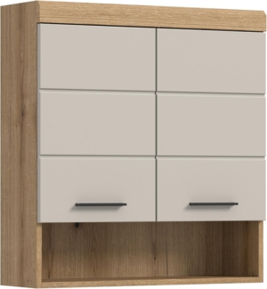 xonox. home – Hängeschrank Scout 74 x 79 x 24 cm in Evoak Oak und Kaschmir Nachbildung matt – Moderner Wandschrank fürs Bad – platzsparend, stilvoll & harmonisch kombinierbar