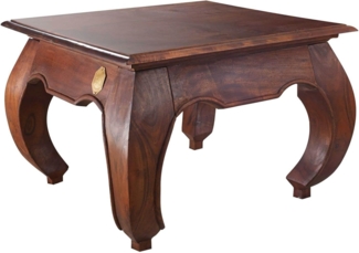Massivmoebel24 Couchtisch OPIUM (Couchtisch im Landhausstil, mit geschwungenen Beinen, in braun lackiert 60x60x40 Akazie)