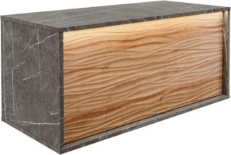 LANZET DUNE Waschbeckenunterschrank 100,3 cm breit, Marmor Grau/Braun hell, inkl. LED Beleuchtung