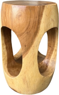 FaHome Beistelltisch Holz – Couchtisch Blumenhocker Hocker - (Abgerundet mit O- Ausschnitt Saman-Holz - 50 x 30 x 30 cm), Handgefertigt