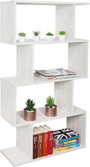 RICOO Standregal 129 x 70 x 25 cm Eiche weiß – Bücherregal Raumteiler Wohnzimmer WM071-EP