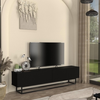 TV-Lowboard Verpsboga kurzes Gestell 180 x 32 x 47 cm Schwarz [en. casa]