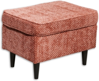 OSKAR Fußhocker gepolstert, Coral - Vintage Polsterhocker für Sessel, Couch und Sofa - 63 x 43 x 42 cm (B/H/T)