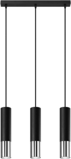 Pendelleuchte, Schwarz, Chrom, Stahl, 3-flammig, H 100 cm