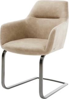 Freischwinger Pejo-Flex Mikrofaser Beige Vintage Freischwinger flach Graphit Taschenfederkern