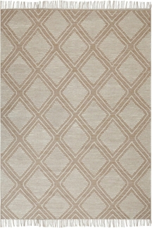 Teppich Baumwolle beige weiß 140 x 200 cm Kurzflor KACEM