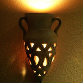 Marrakesch Orient & Mediterran Interior Wandleuchte Wandlampe Amphore Terrakotta H 30cm, Marokkanische Handarbeit
