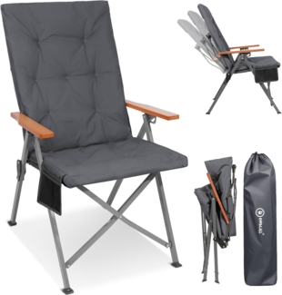 HOMECALL Campingstuhl Faltbar Hochlehner Luxus Klappstuhl mit 4,5cm Dicke Gepolstert (150kg Belastbar mit 3 Positionen Verstellbar Angelstuhl, 1 St), für Garten Balkon Wohnmobil