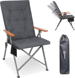 HOMECALL Campingstuhl Faltbar Hochlehner Luxus Klappstuhl mit 4,5cm Dicke Gepolstert (150kg Belastbar mit 3 Positionen Verstellbar Angelstuhl, 1 St), für Garten Balkon Wohnmobil