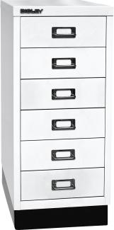 Bisley MultiDrawer™, 29er Serie mit Sockel, DIN A4, 6 Schubladen, Farbe verkehrsweiß