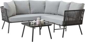 CARO-Möbel Gartenlounge-Set JAKARTA, Lounge-Set Outdoor Sofa mit Beistelltisch schwarz grau