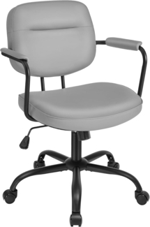 Songmics Bürostuhl, Schreibtischstuhl, PU, Drehstuhl, ergonomisches Design, verstellbare Armlehnen, Wippfunktion, höhenverstellbar, für Büro, Homeoffice, taubengrau