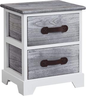 CARO-Möbel Nachttisch Salerno Nachtschrank Nachtkommode, mit 2 Schubladen in weiß grau, Shabby Chic Vintage Look
