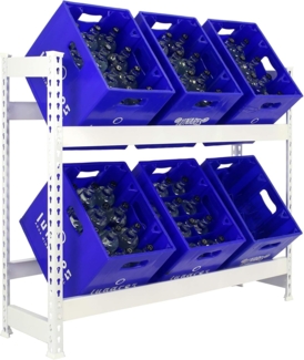 Simon Rack Getränkekistenregal für 9 Kisten, 1800 x 1000 x 300 mm, Blau, Freistehendes Metallregal für Wasserkisten, Bierkisten oder Getränkekisten, Für Küche, Garage oder Keller