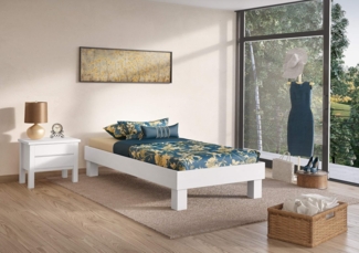 Erst-Holz Holzbett weiß, 100x200 cm, Buche