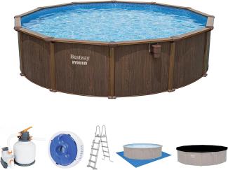 Bestway 'Hydrium' Stahlwandpool Komplett-Set mit Sandfilteranlage, Braun Ø 490 x 130 cm