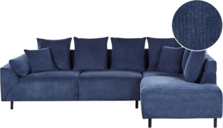 4-Sitzer Ecksofa Cord dunkelblau linksseitig LUNNER