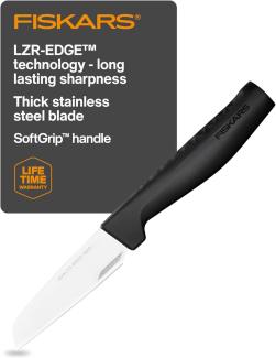 Fiskars 'Hard Edge' Schälmesser, Stahl schwarz, 8,8 cm