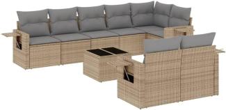 vidaXL 9-tlg. Garten-Sofagarnitur mit Kissen Beige Poly Rattan 3252766